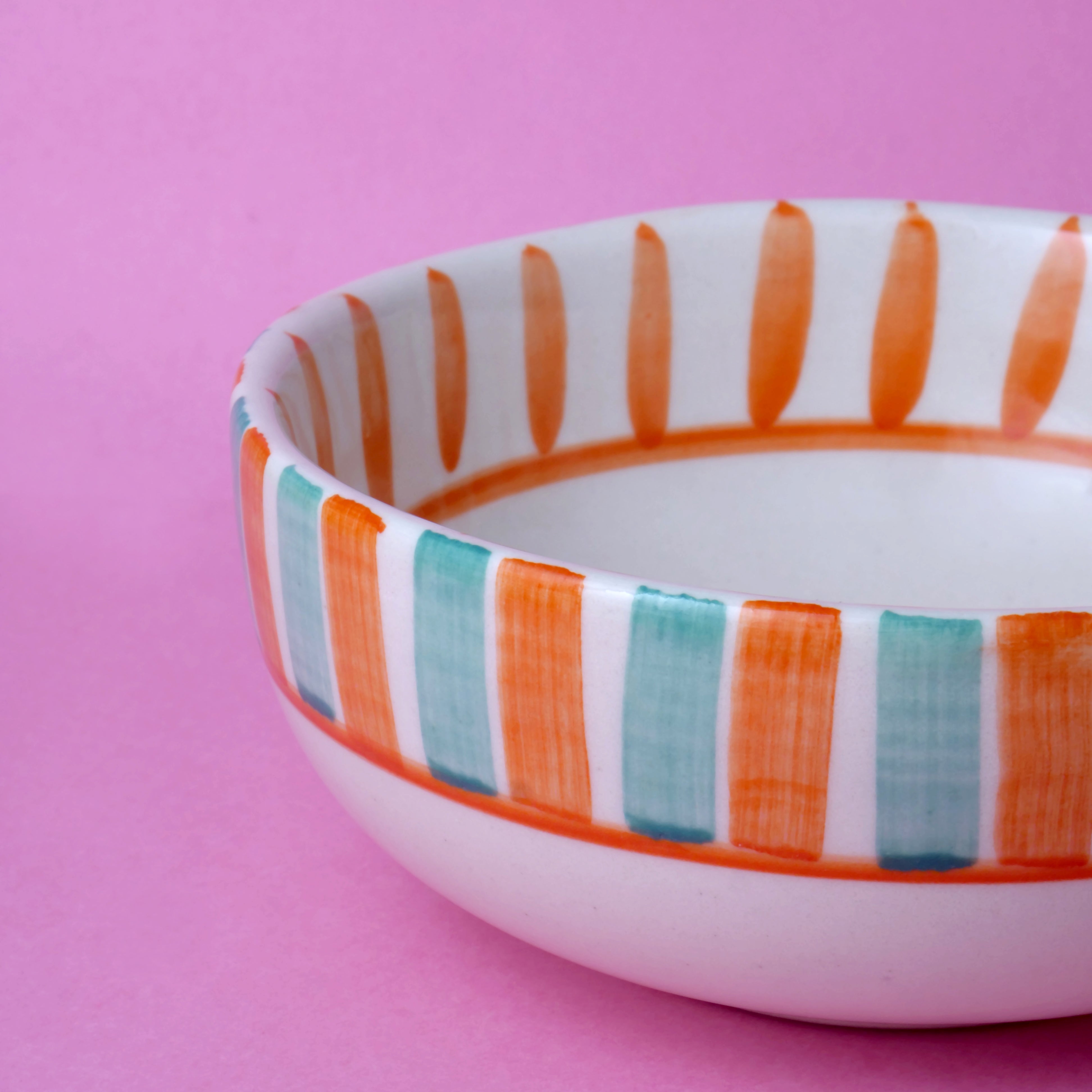 Orange Stripes Fruit Bowl - 5 Inch
