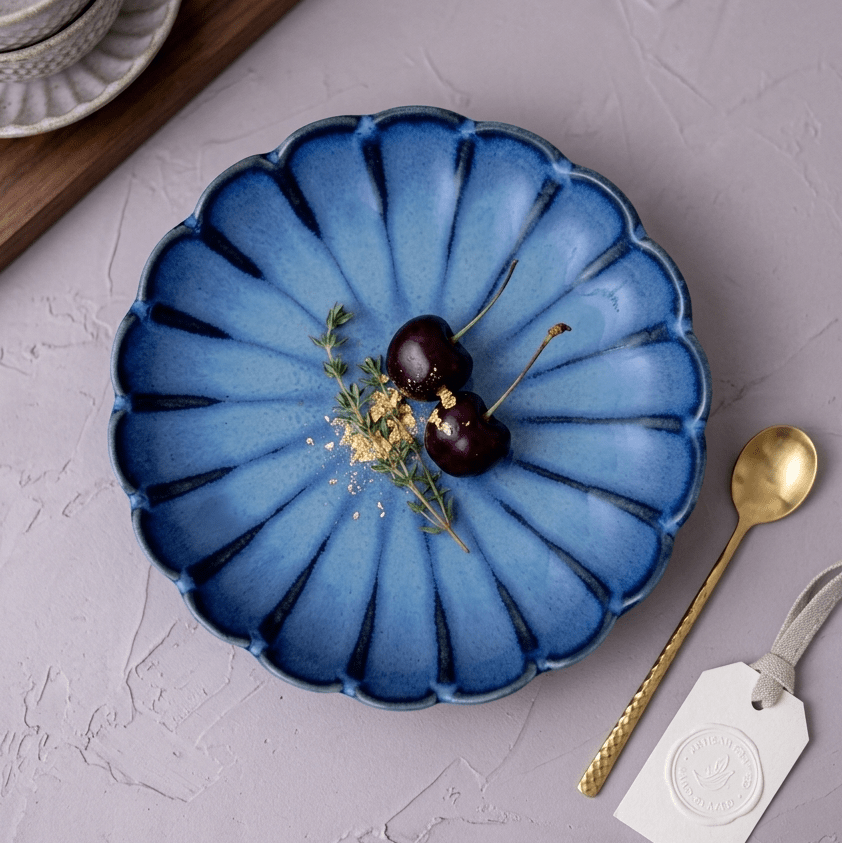 Blue Scalloped Chaat Plate - 5.5 Inch