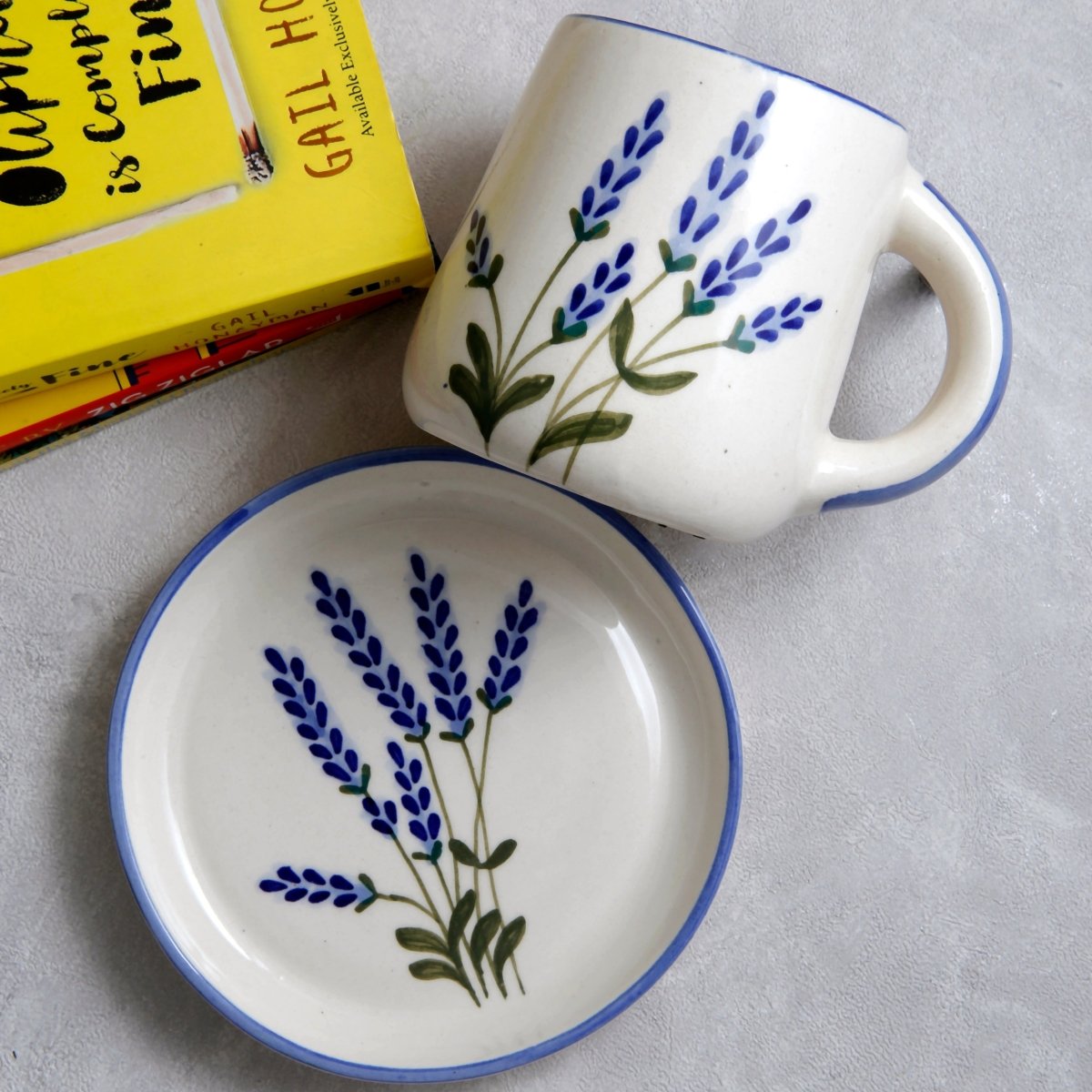 Lavender Mug and Lavender Plate -5 Inch Combo