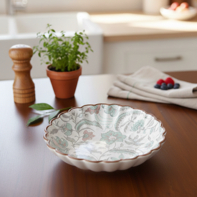 Green Flower Chaat Plate - 5.5 Inch