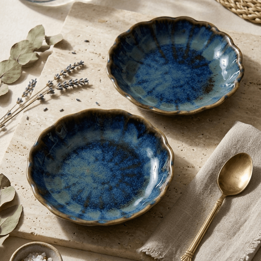 Deep Blue Chaat Plate - Small (Set of 2)