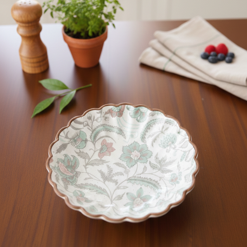 Green Flower Chaat Plate - 5.5 Inch