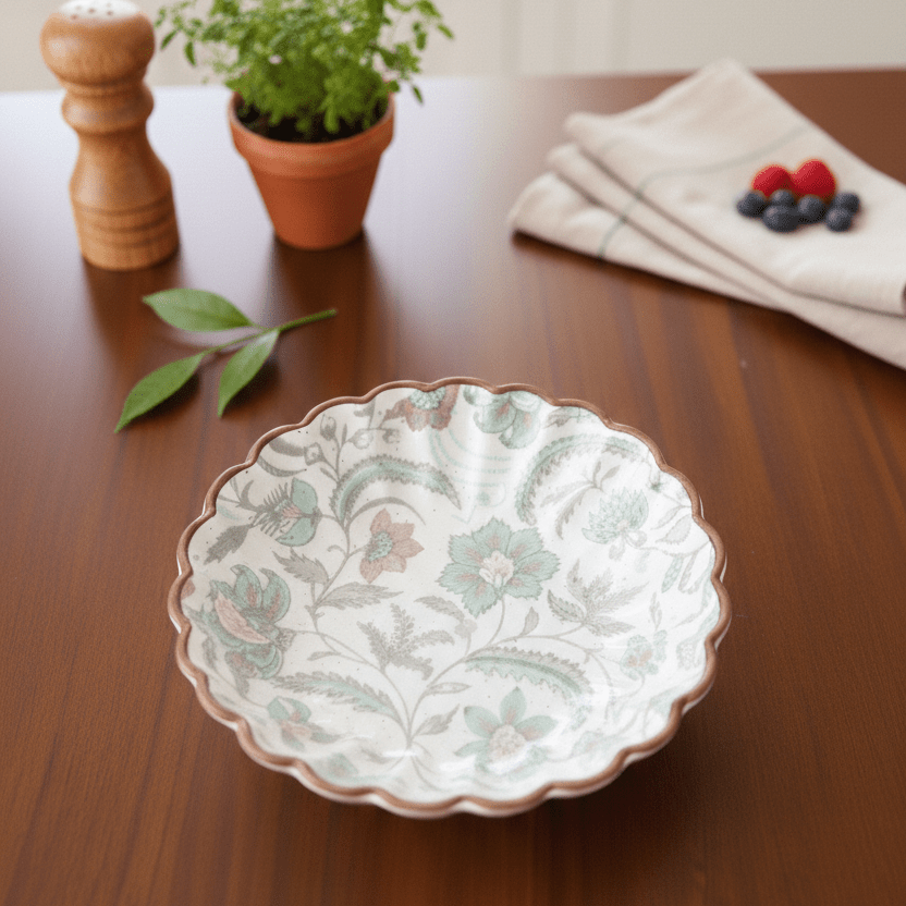 Green Flower Chaat Plate - 5.5 Inch