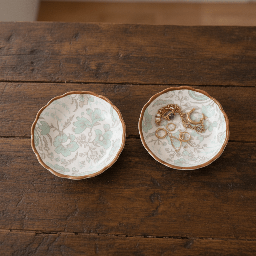 Green Flower Chaat Plate - Small (Set of 2)