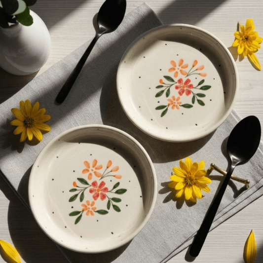 Red and Orange Flower Plate - 5 Inch