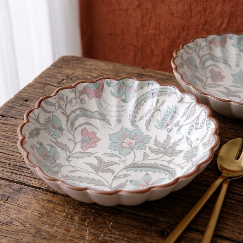 Green Flower Chaat Plate - 5.5 Inch (Set of 2)