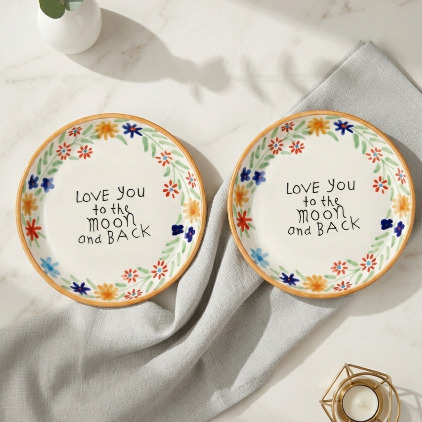 Love you to moon and back Plate - 5 Inch (Set of 2)