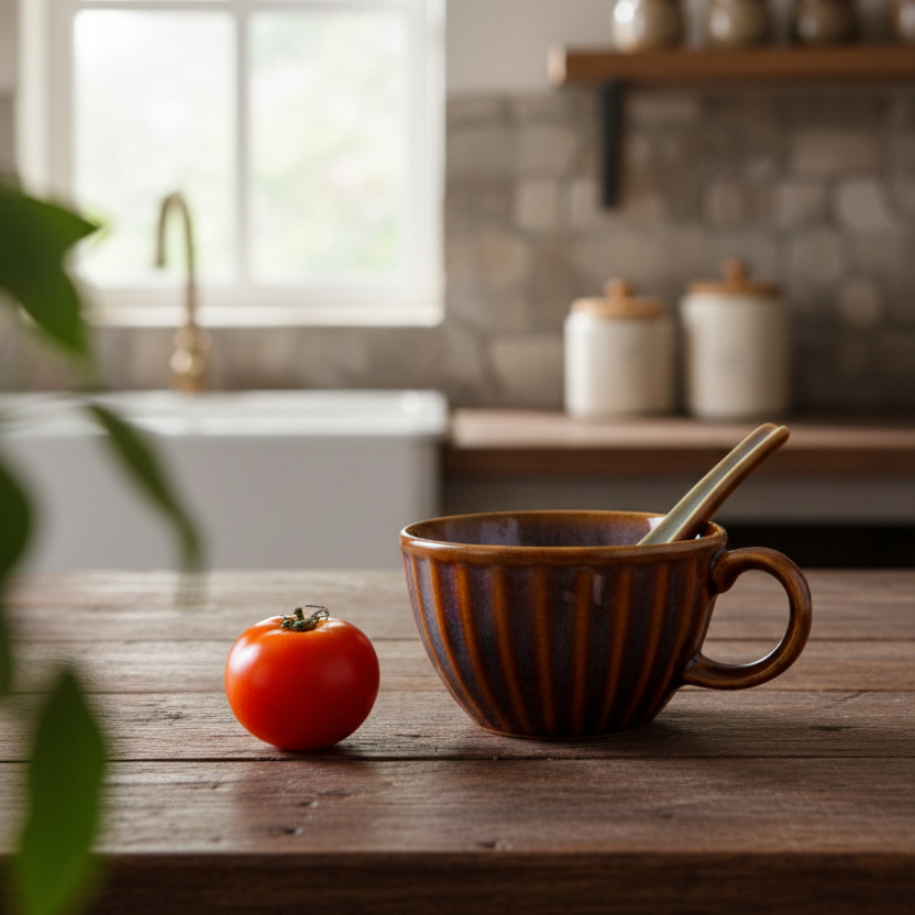 Brown Soup Bowl with Spoon - 250ML