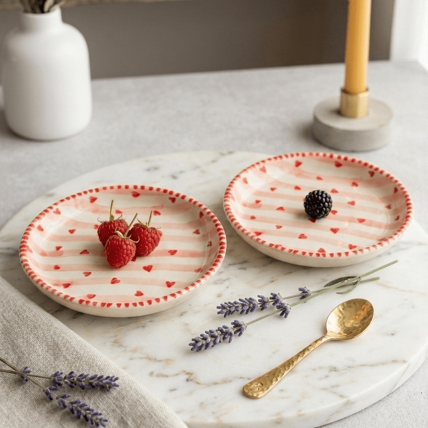 Red Heart with Stripes Plate - 5 Inch