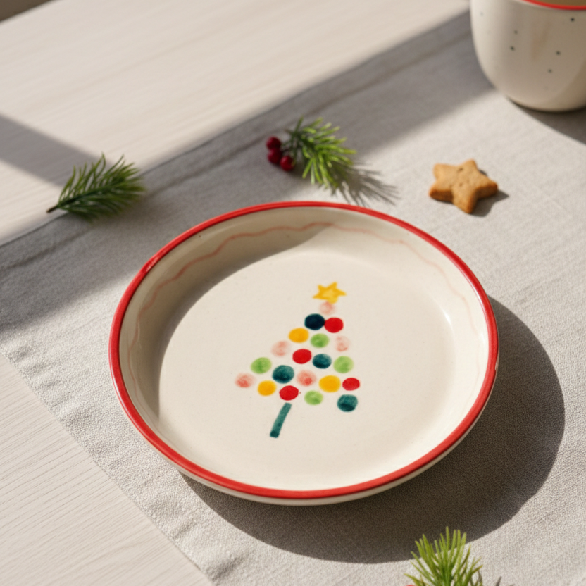 Red Christmas Tree Plate - 5 Inch