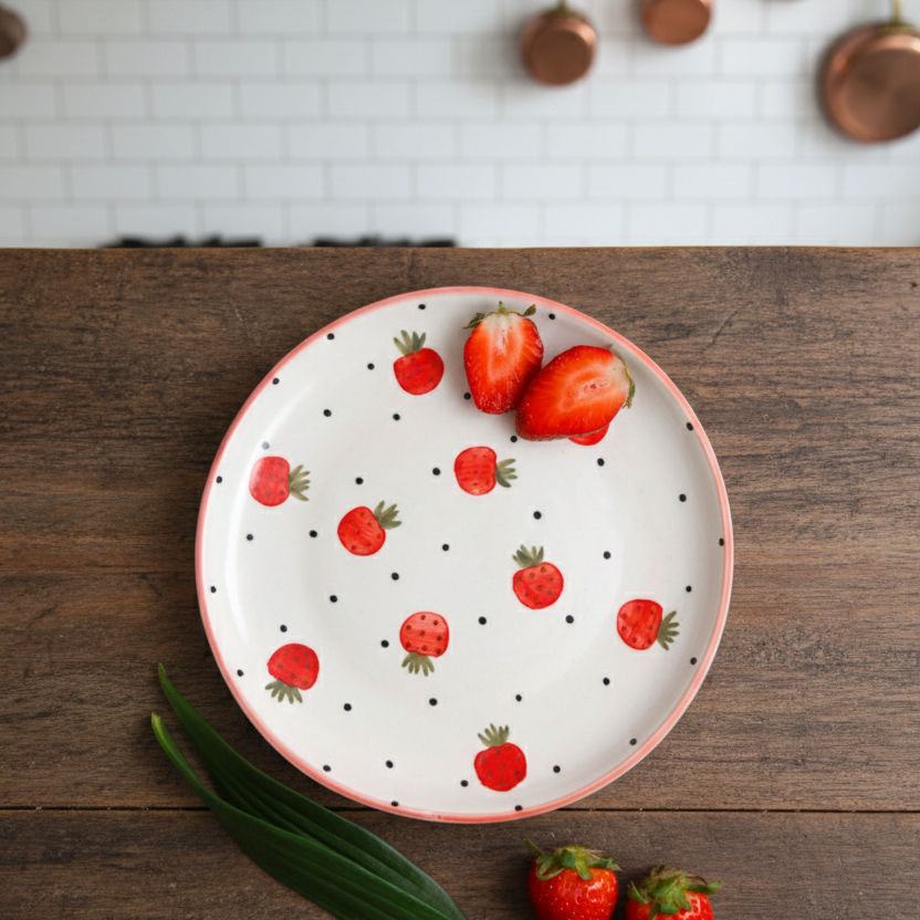 Strawberry Quarter Plate - 7 Inch (Set of 2)