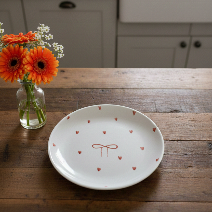 Heart and Bow Quarter Plate - 7 Inch (Set of 2)