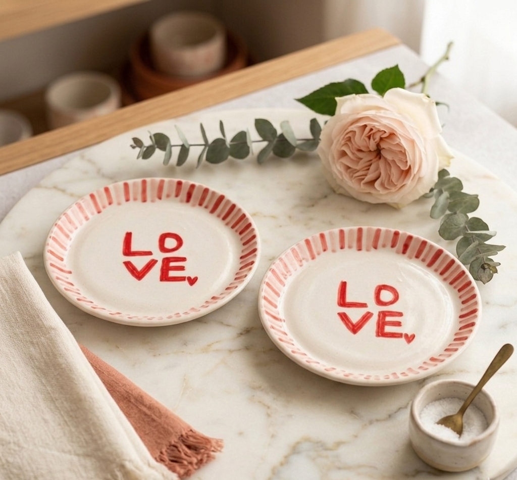 Love with Stripes Plate - 5 Inch (Set of 2)
