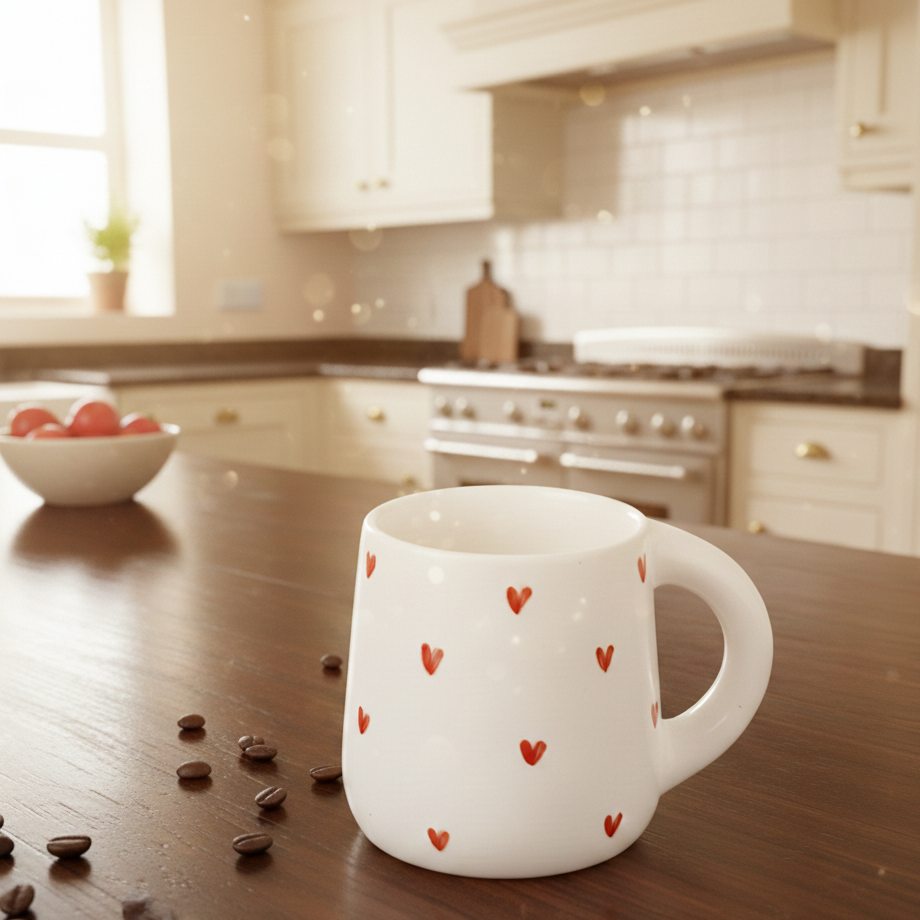 Long Red Heart Mug - 250ML