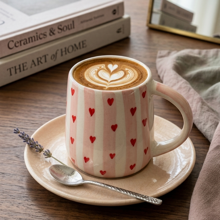 Red Heart with Stripes Mug - 250ML