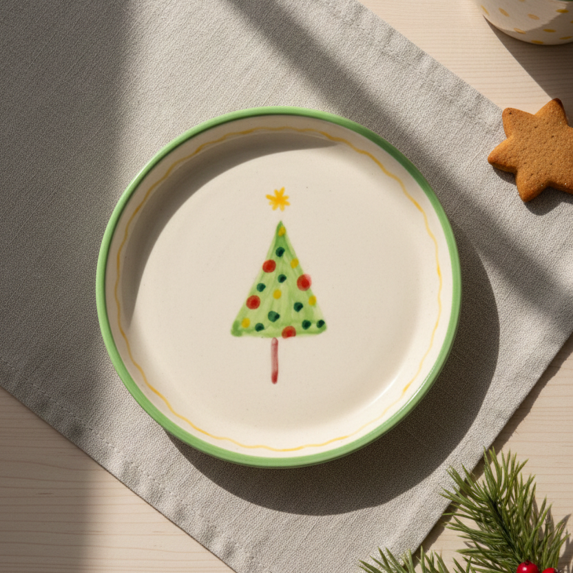 Green Christmas Tree Plate - 5 Inch (Set of 2)