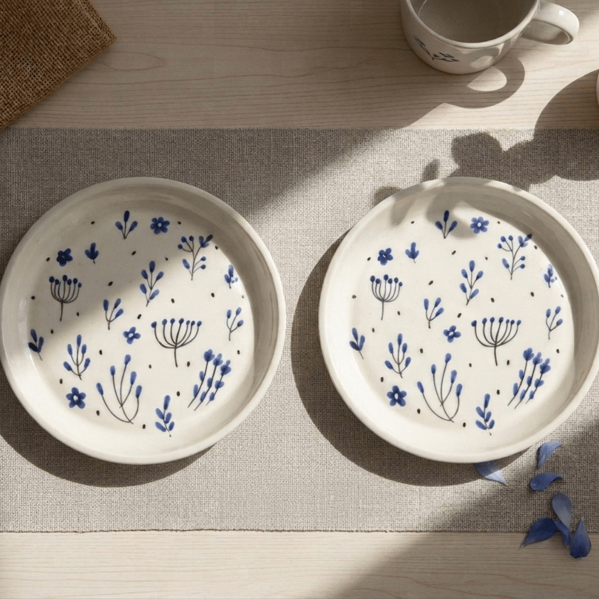 Blue Leaf Plate - 5 Inch