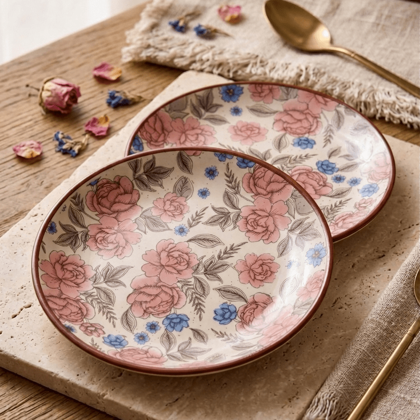 Pink Flower Dinner Plate - 10 Inch (Set of 2)