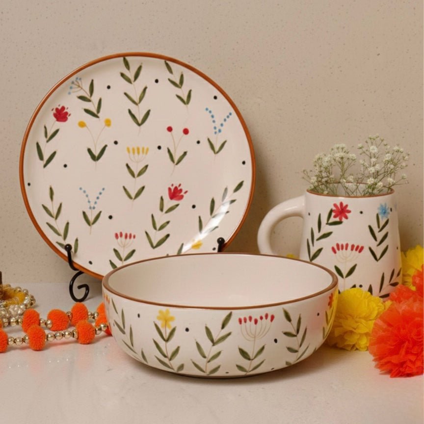 Dilkhush Mug, Dilkhush Quarter Plate, Dilkhush Serving Bowl - Set of 3