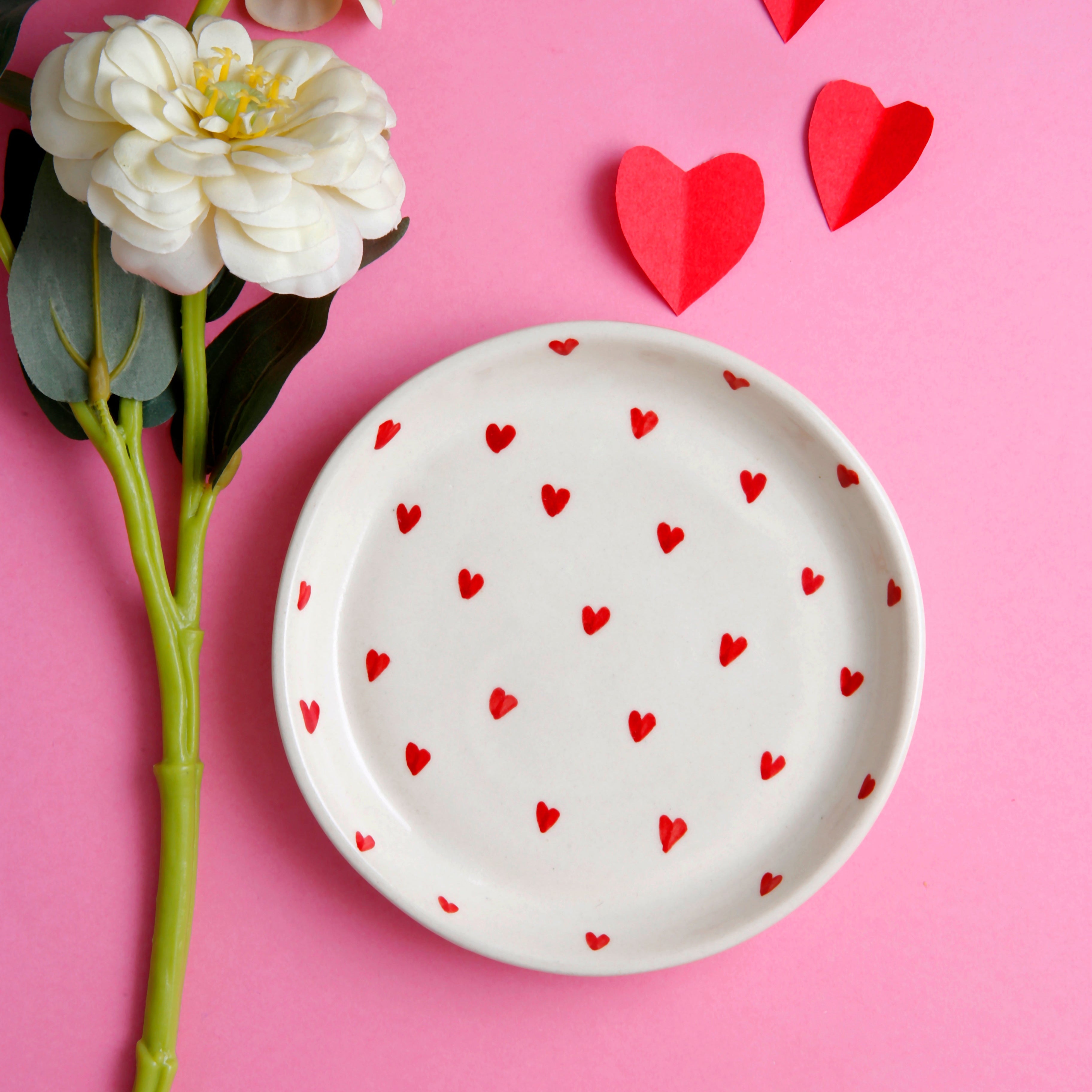 Red Heart Dessert & Quarter Plate Combo - 5 Inch & 7 Inch