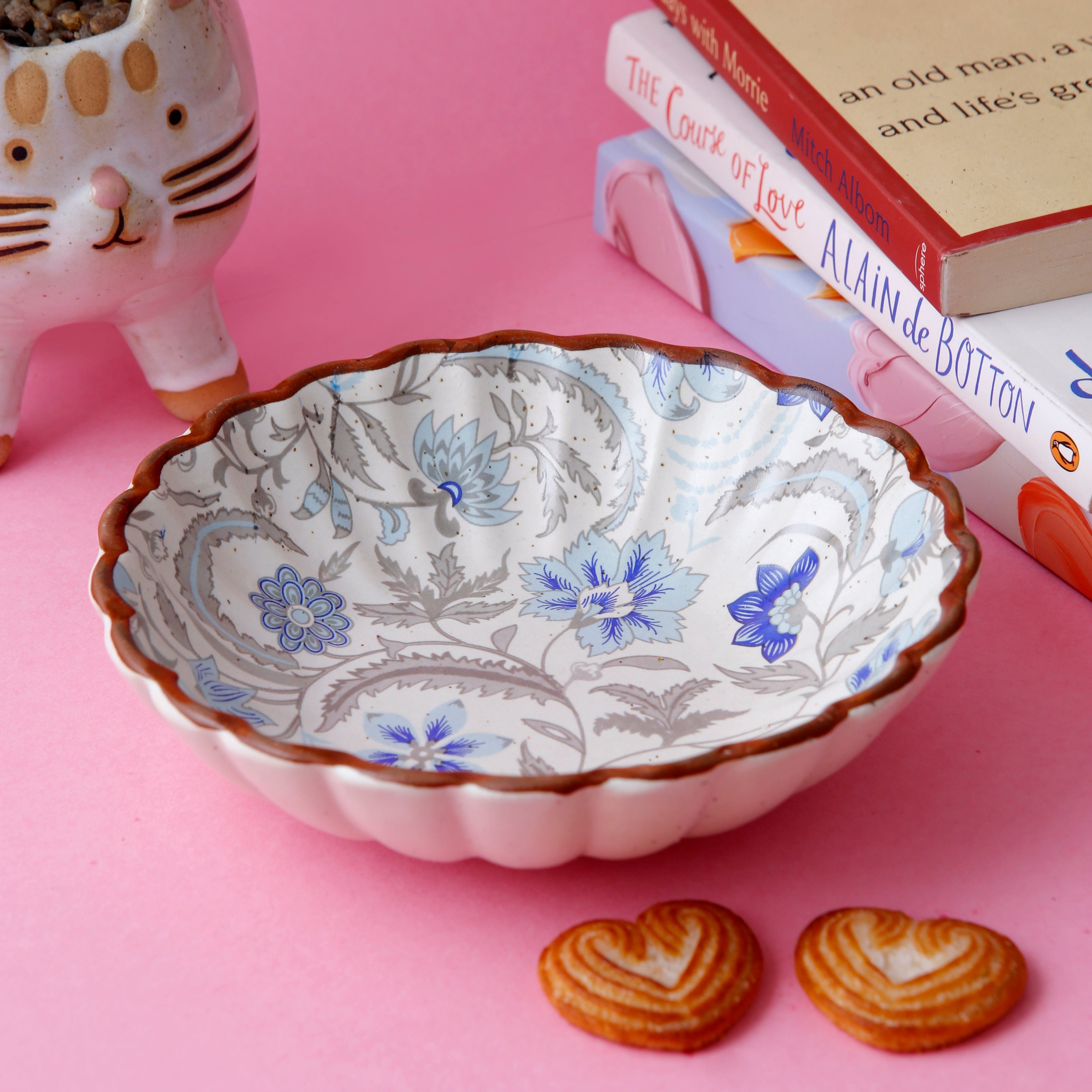 Blue Flower Chaat Plate - 5.5 Inch