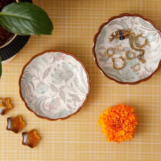 Green Flower Chaat Plate - Small (Set of 2)