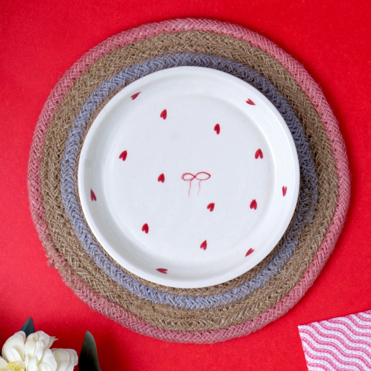 Heart and Bow Dessert Plate - 5 Inch