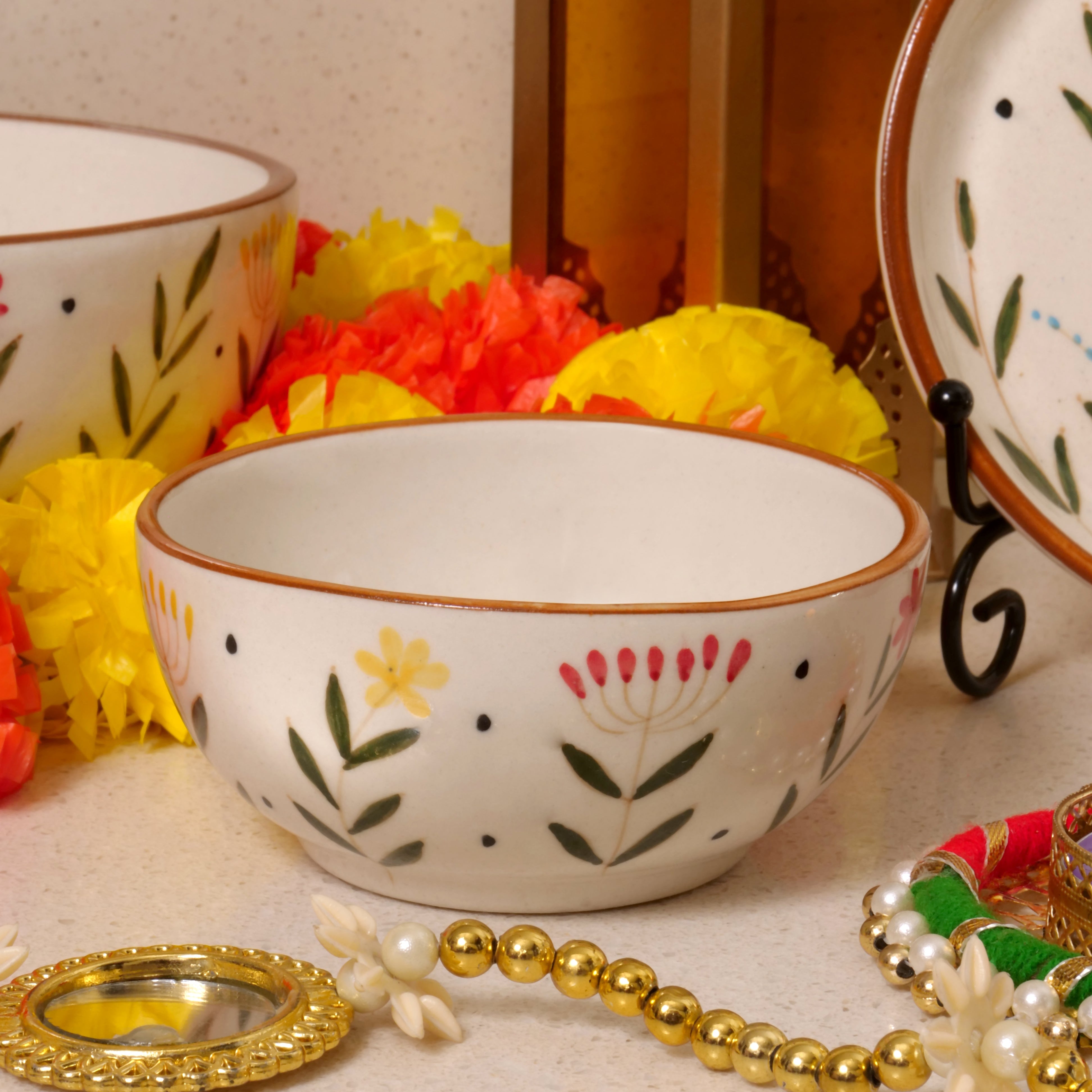 Dilkhush Bowl, Dilkhush Quarter Plate, Dilkhush Serving Bowl - Set of 3