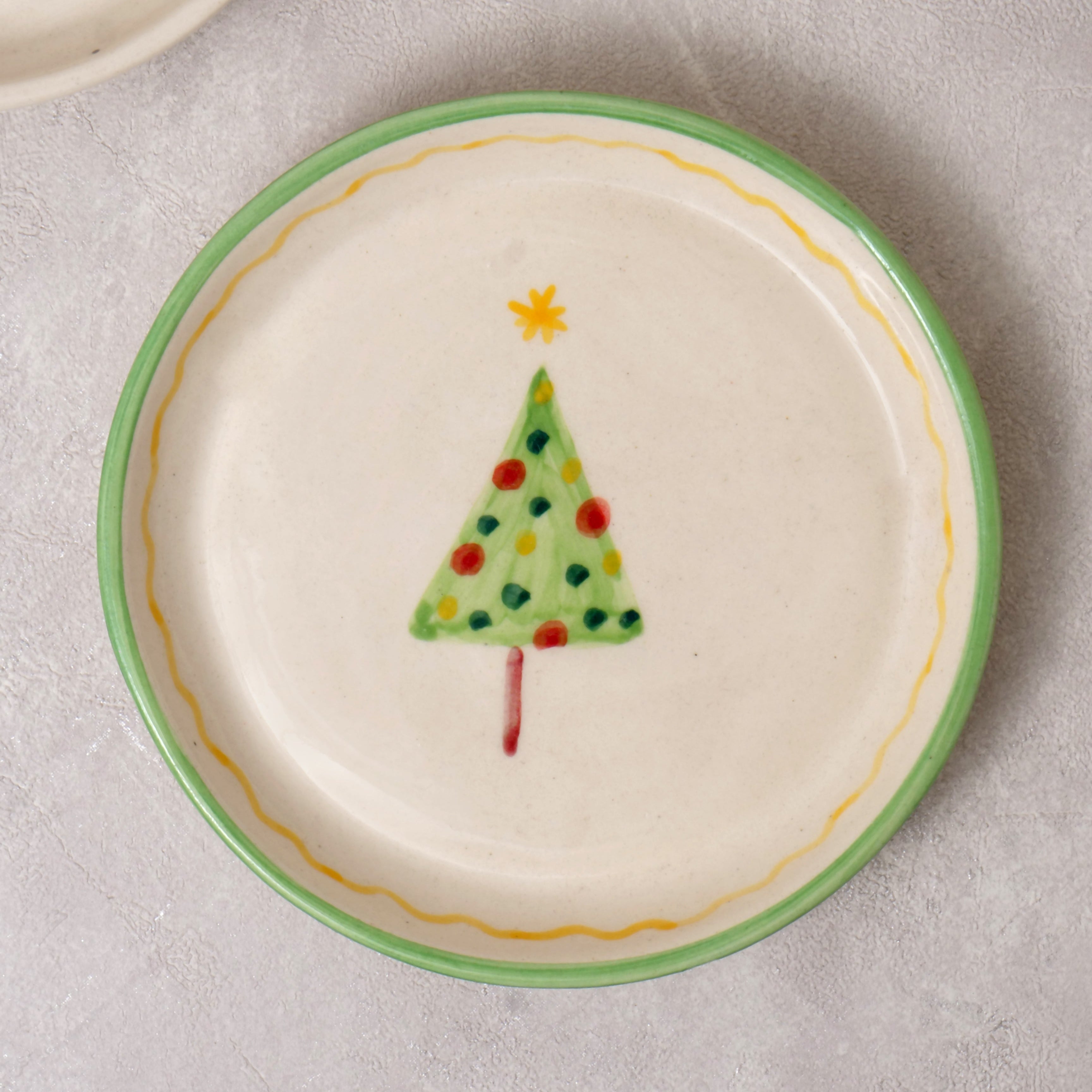 Green Christmas Tree Plate - 5 Inch (Set of 2)