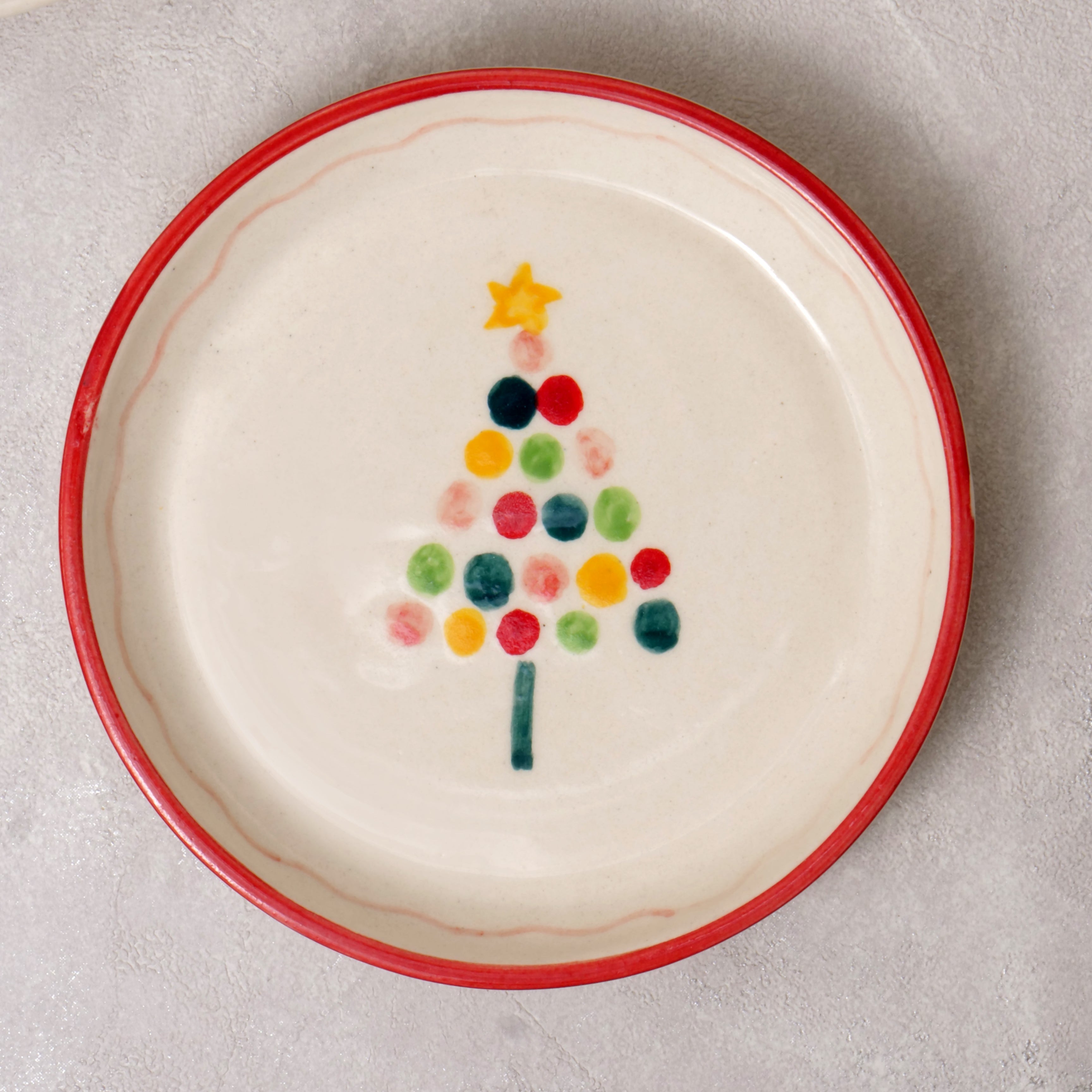 Red Christmas Tree Plate - 5 Inch