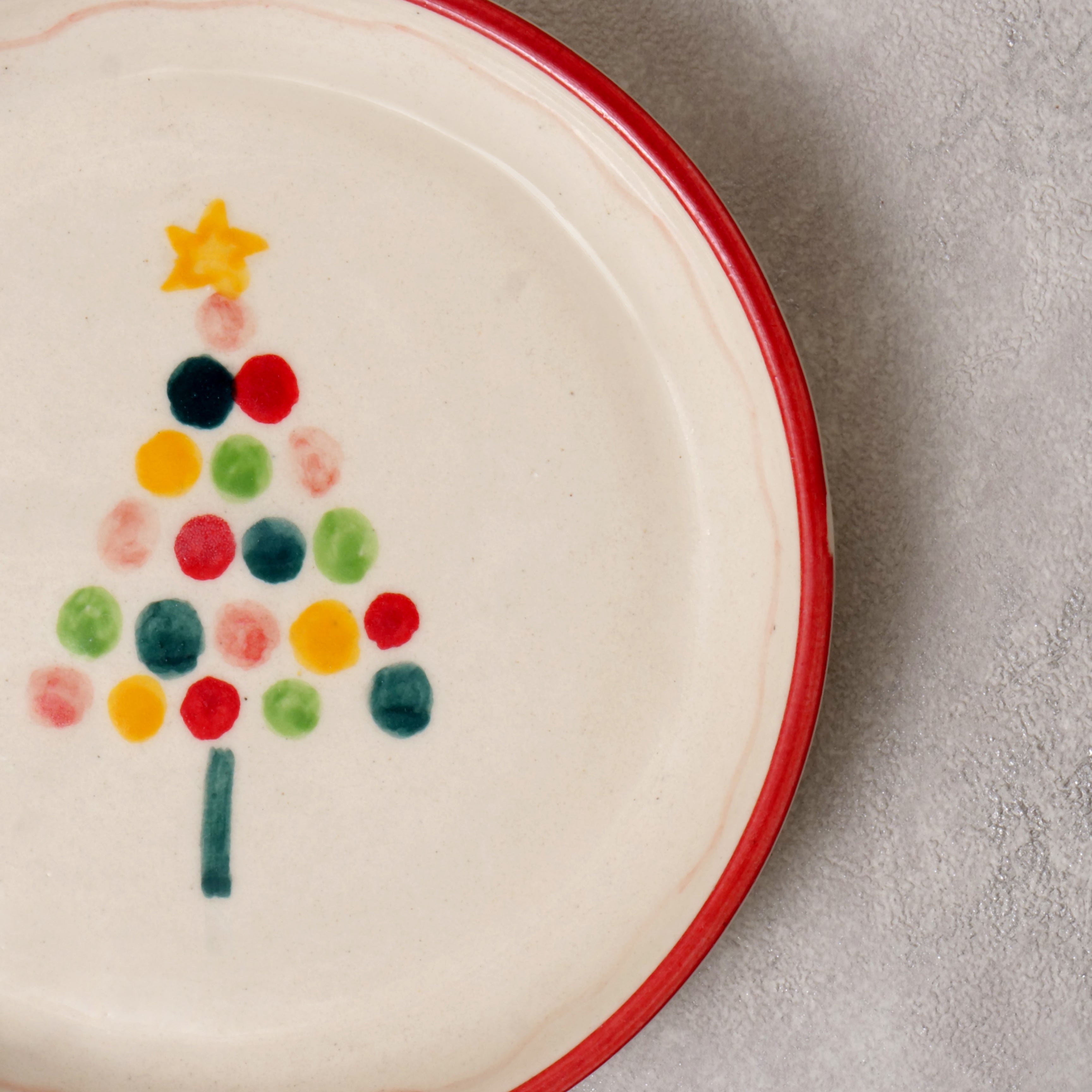 Red Christmas Tree Plate - 5 Inch