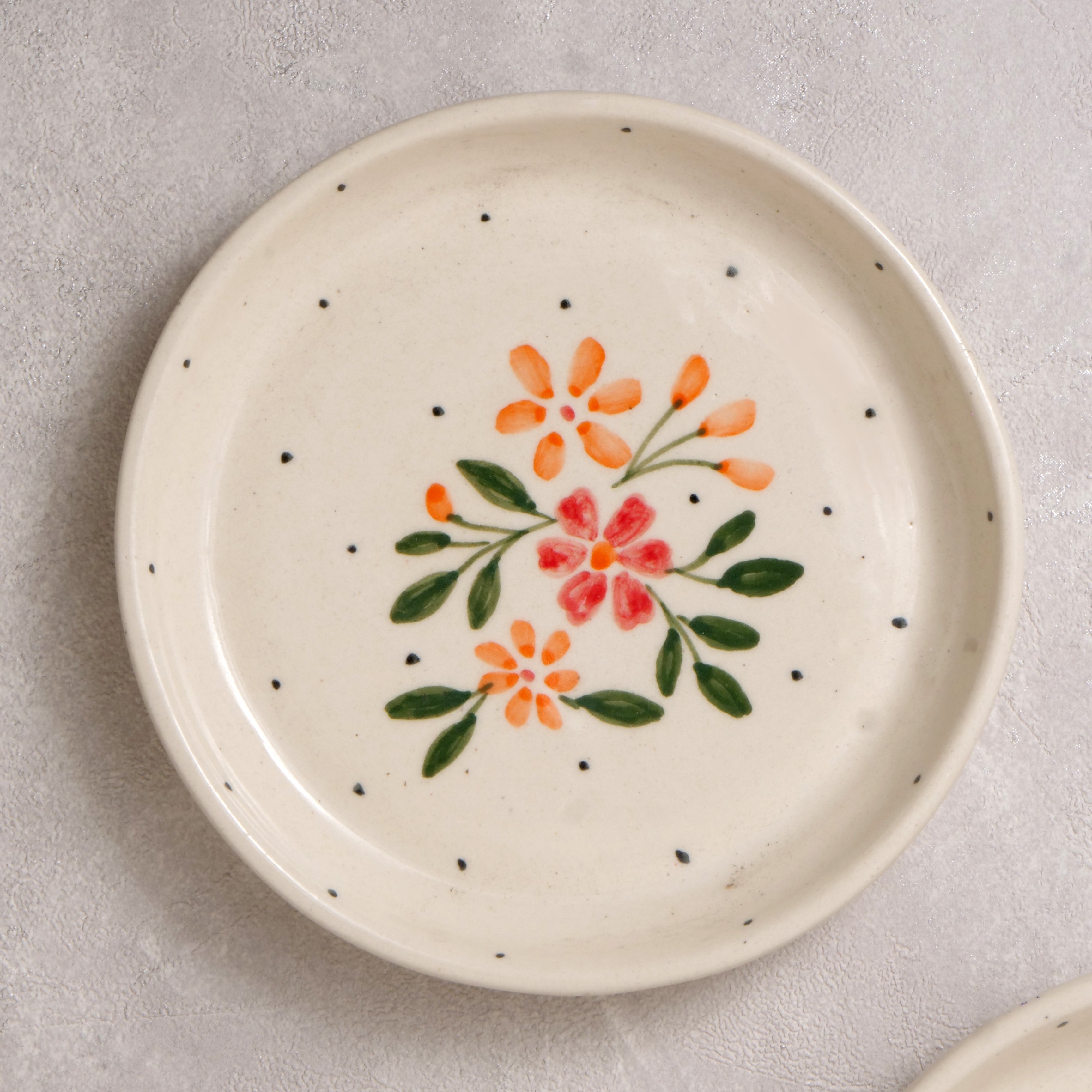 Red and Orange Flower Plate - 5 Inch