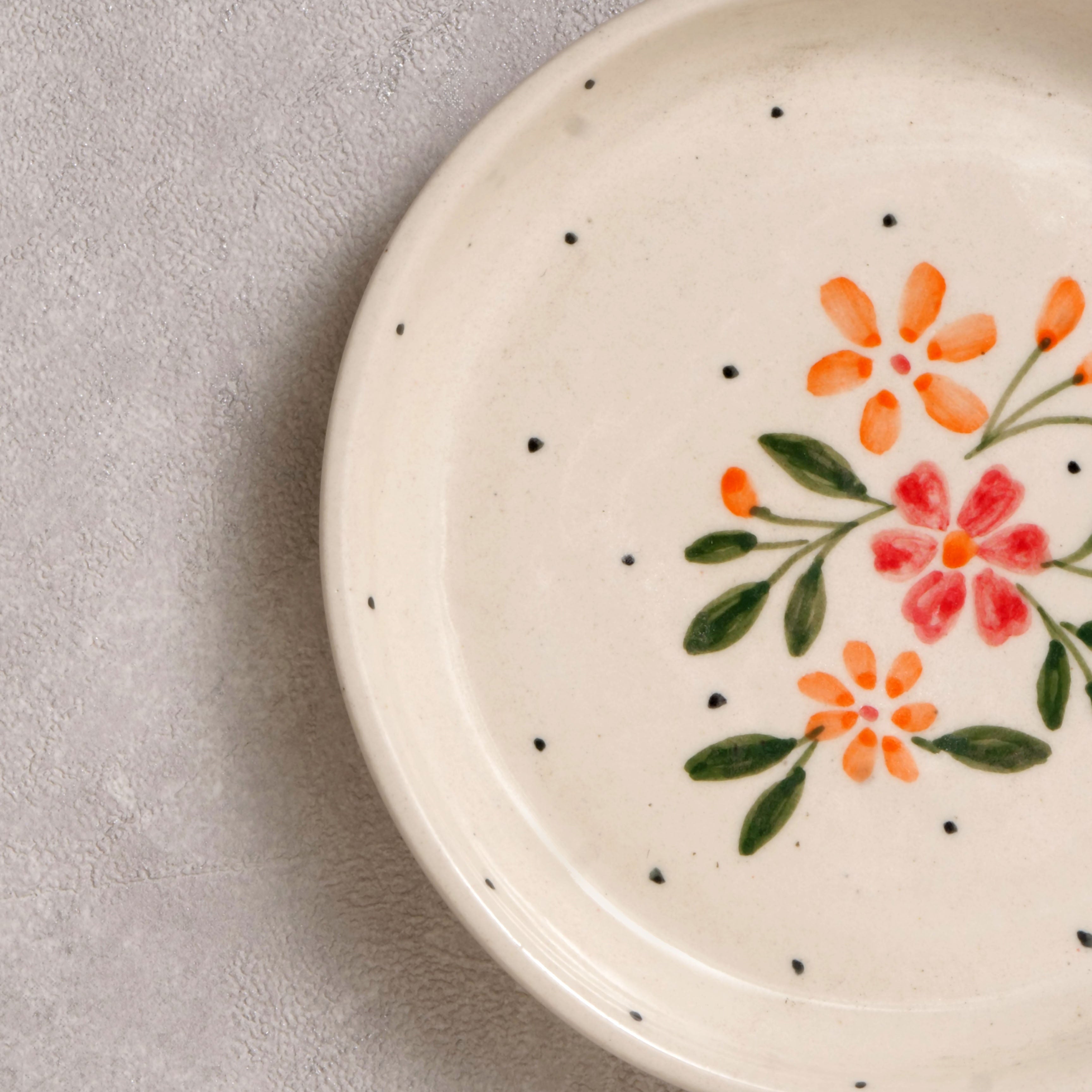 Red and Orange Flower Plate - 5 Inch
