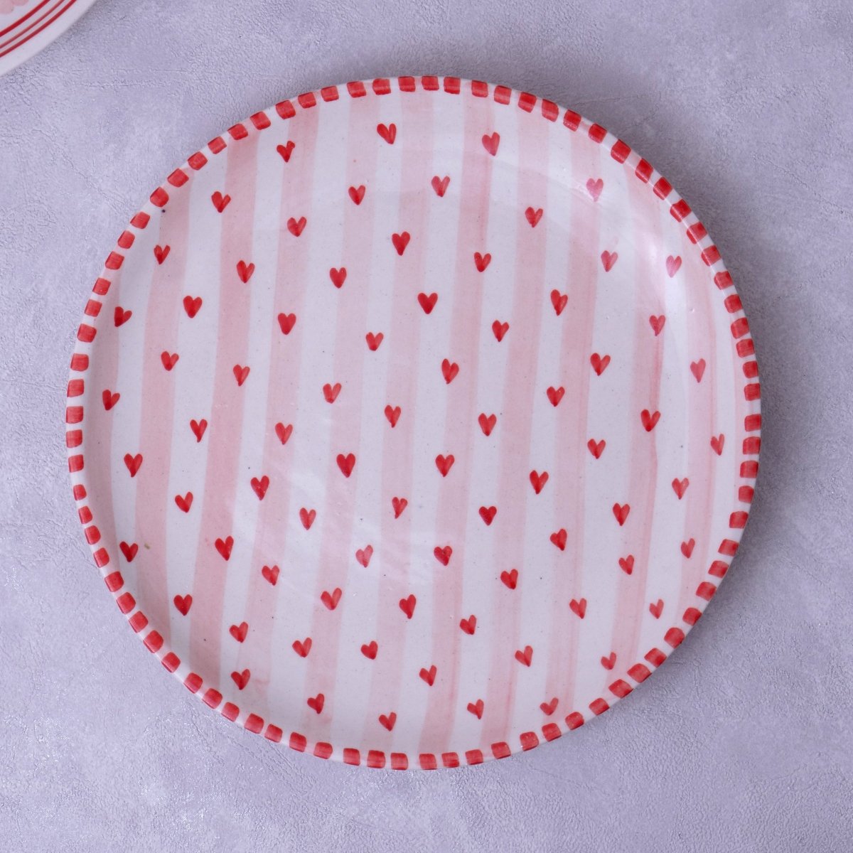 Red Heart with Stripes Quarter Plate - 7 Inch