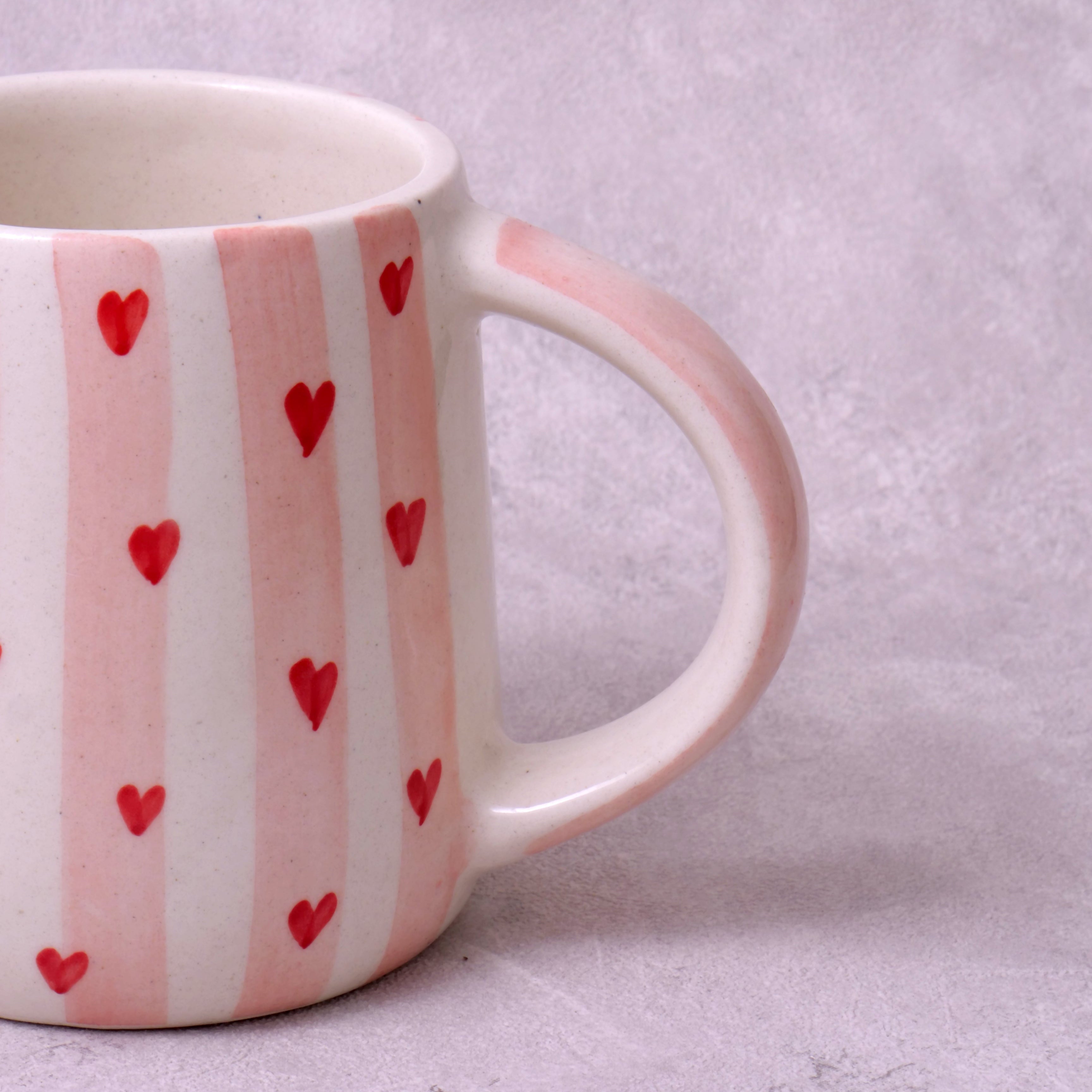 Red Heart with Stripes Mug - 250ML