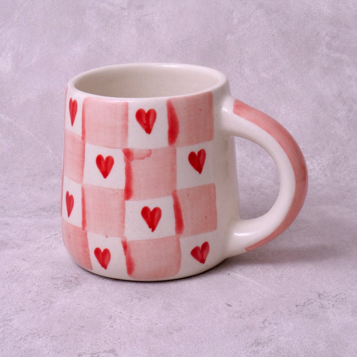 Red Heart Checkered Mug - 250ML