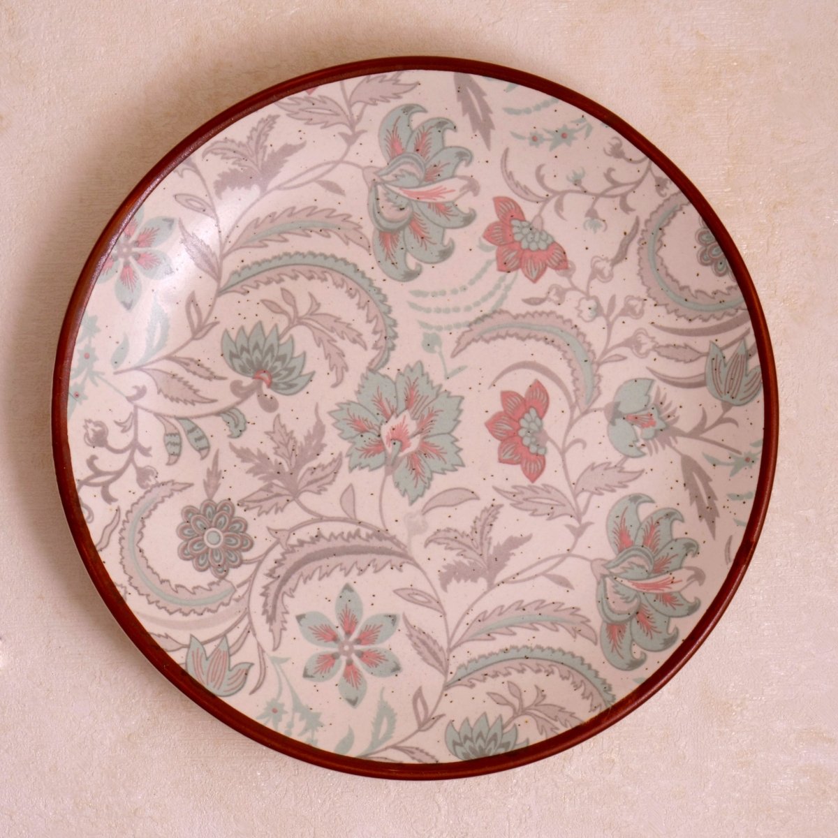Green Flower Quarter Plate - 7 Inch