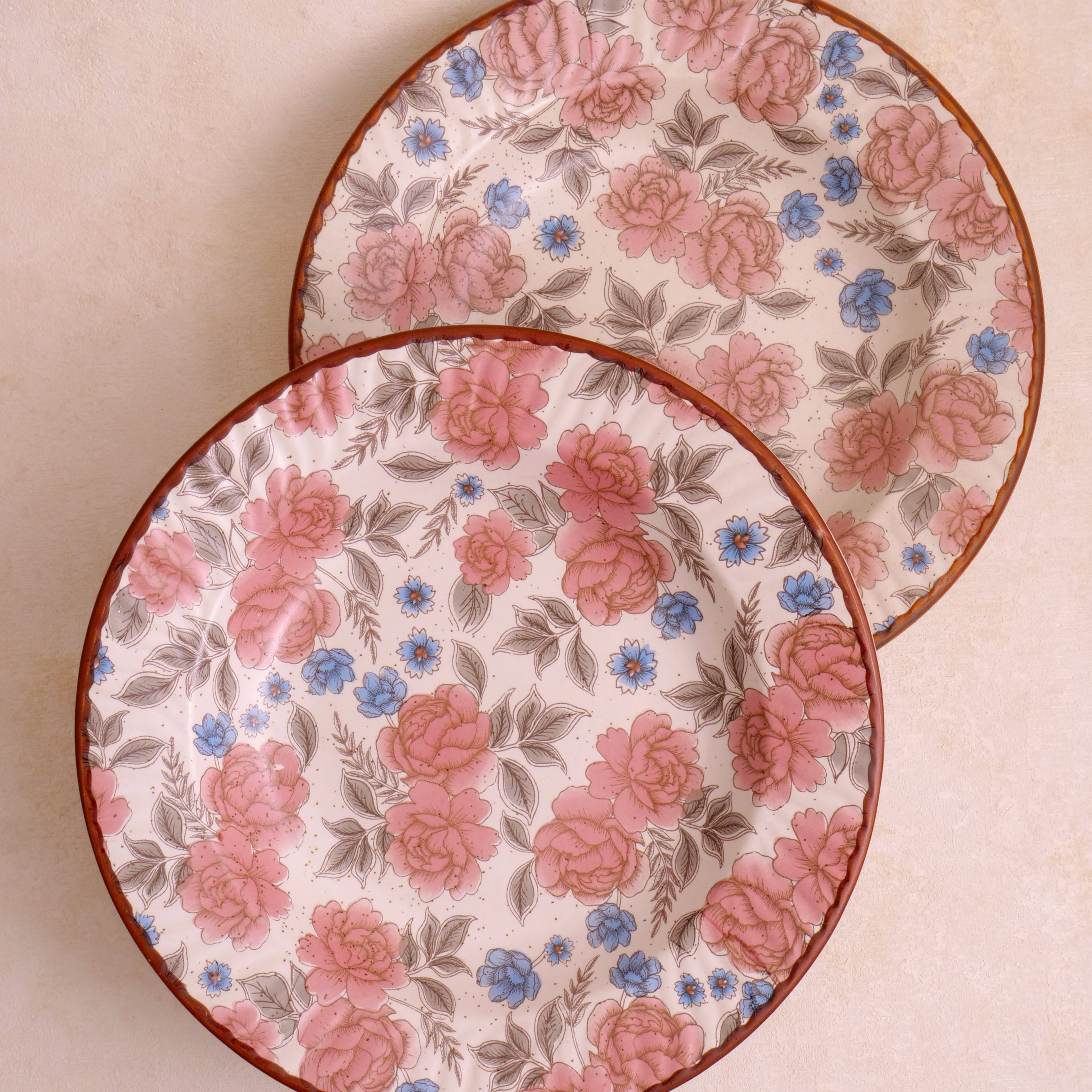 Pink Flower Pasta Plate - 9 Inch (Set of 2)
