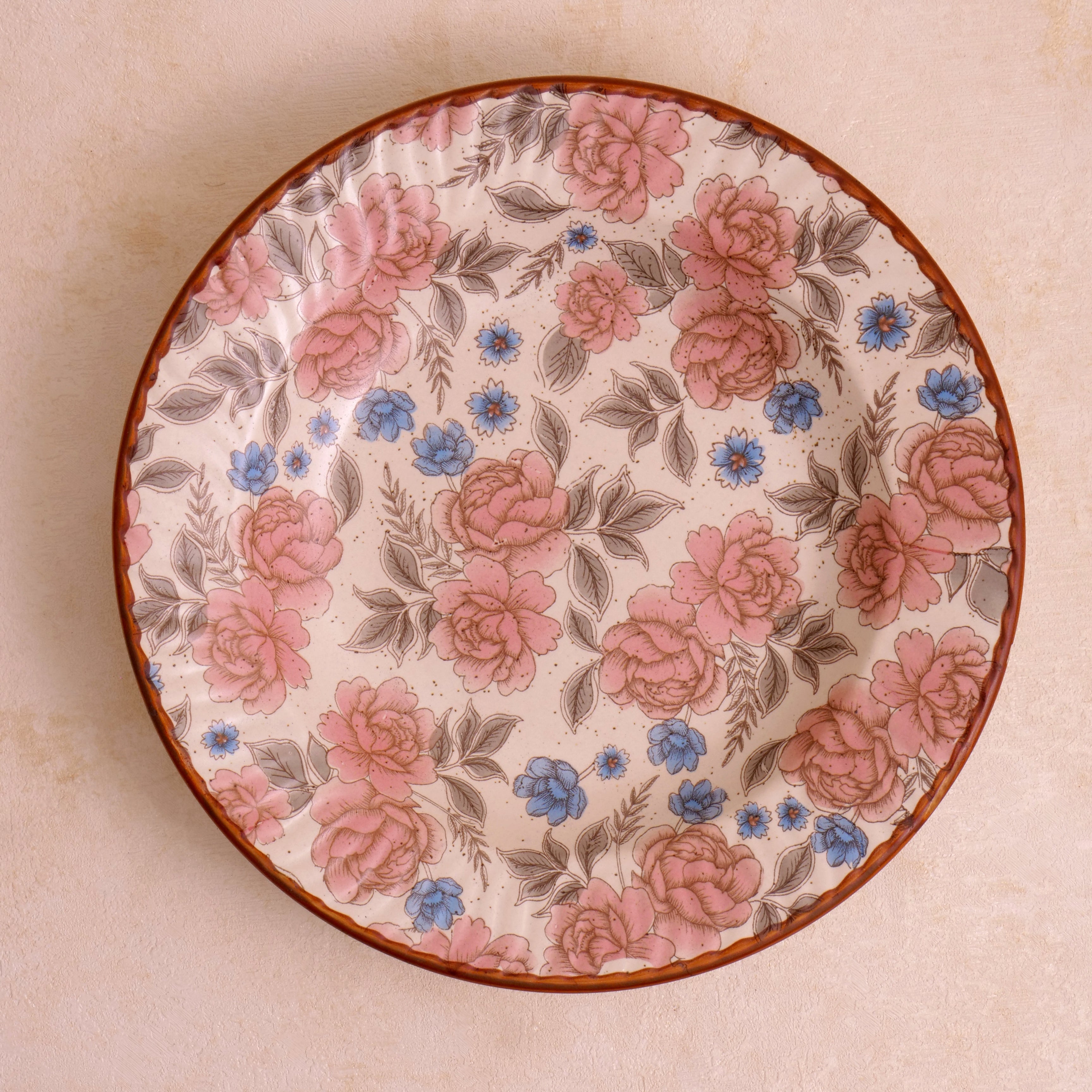 Pink Flower Pasta Plate - 9 Inch (Set of 2)