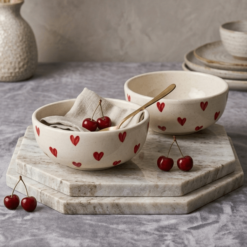 Red Heart Fruit Bowl - 5 Inch