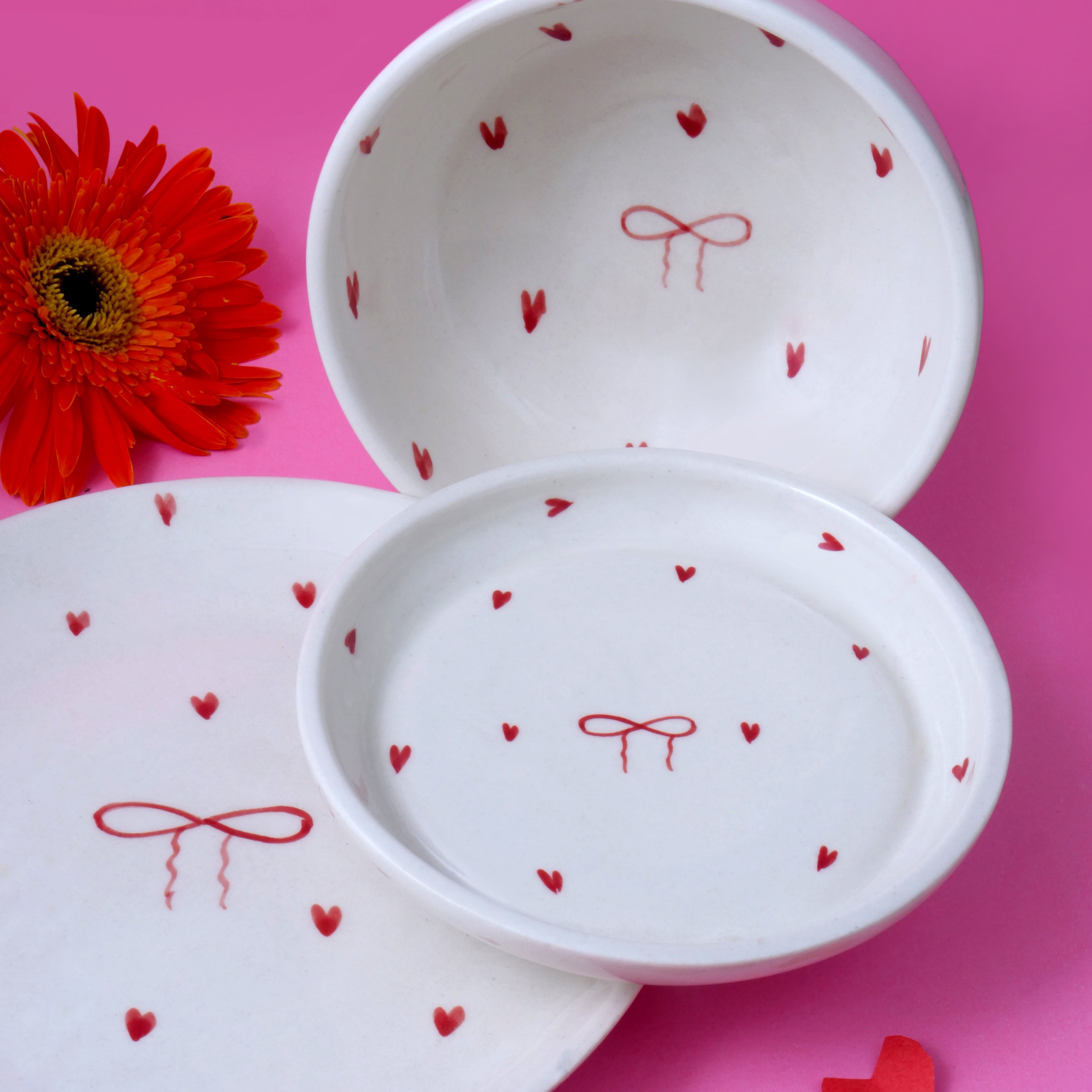 Heart & Bow - Set of 3