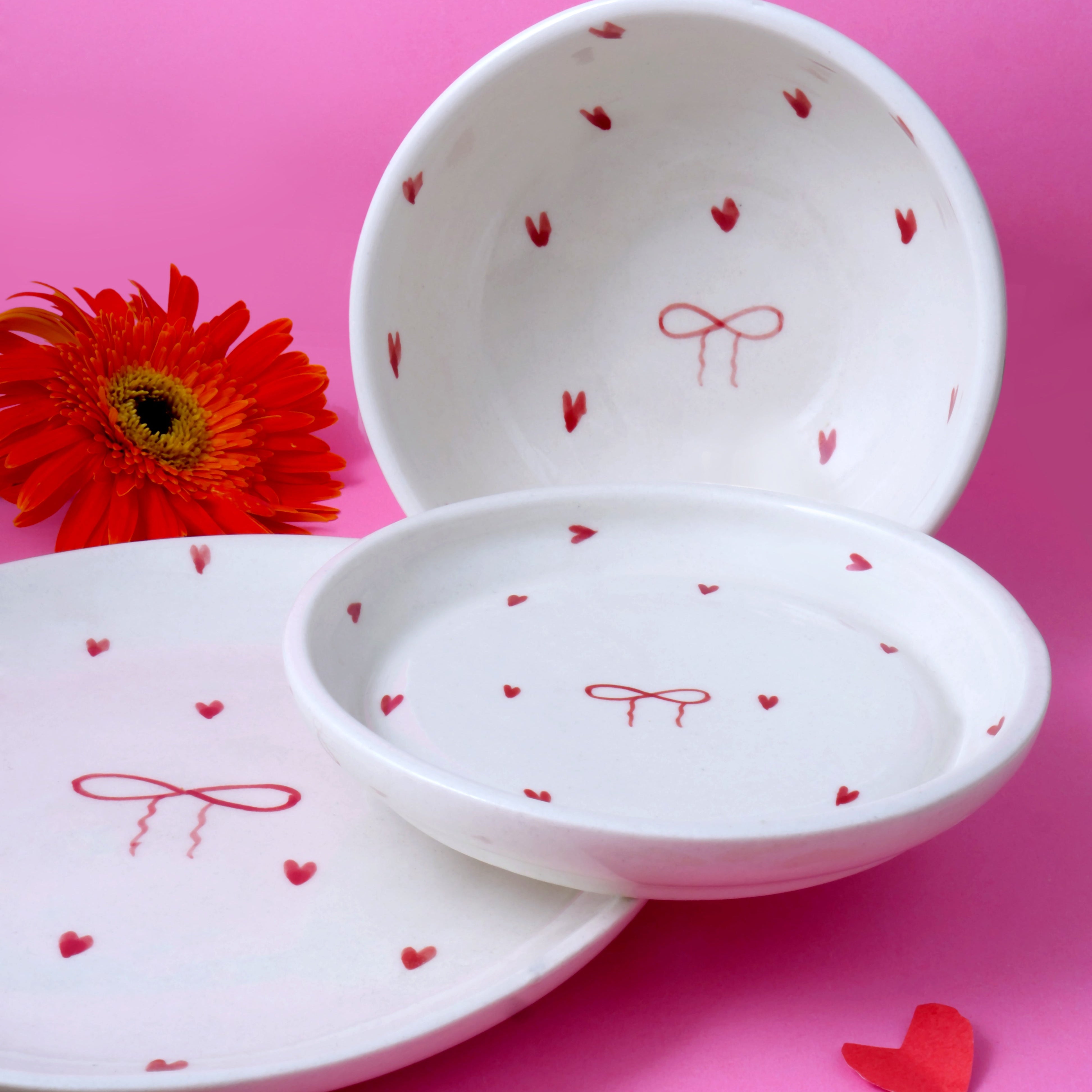 Heart & Bow - Set of 3