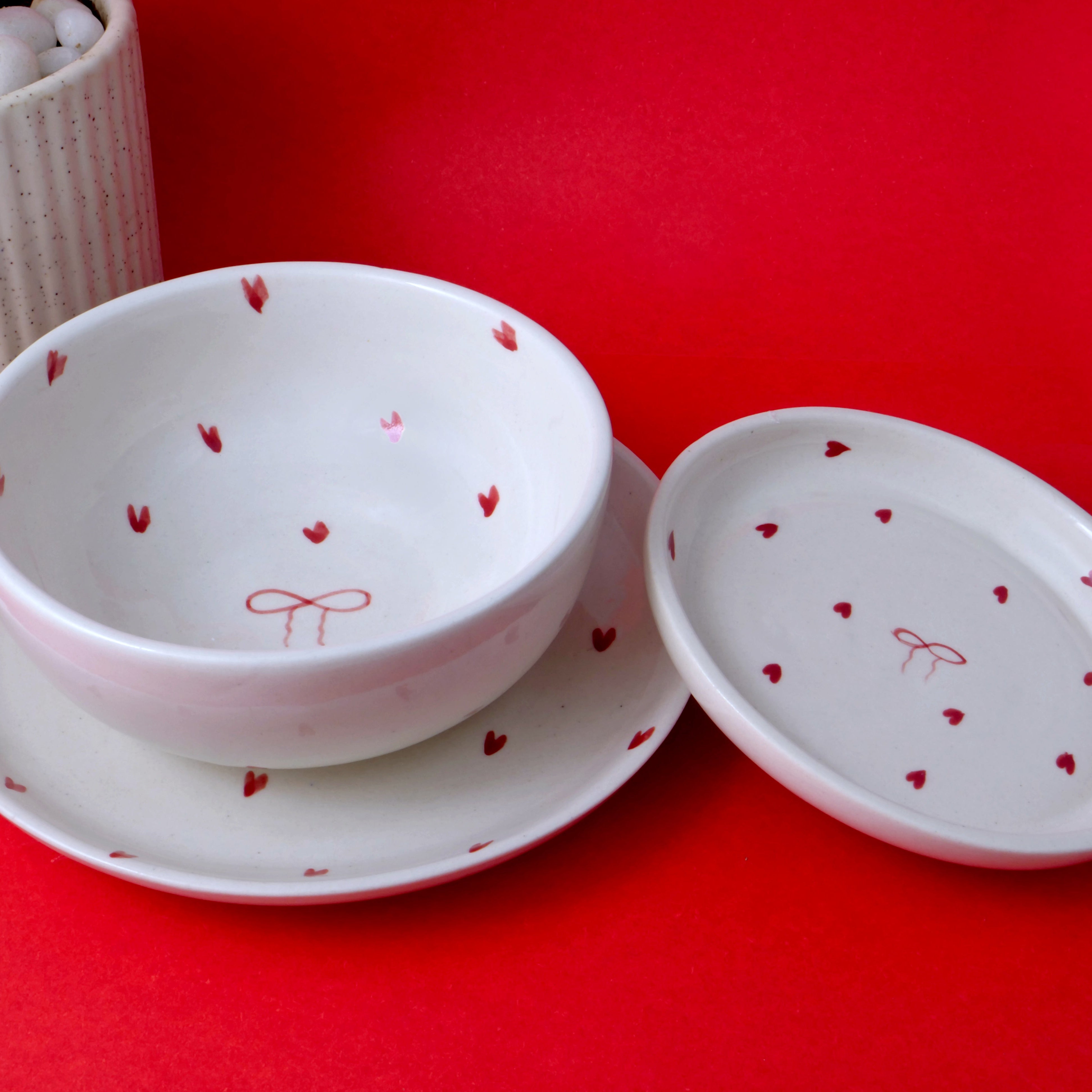 Heart & Bow - Set of 3