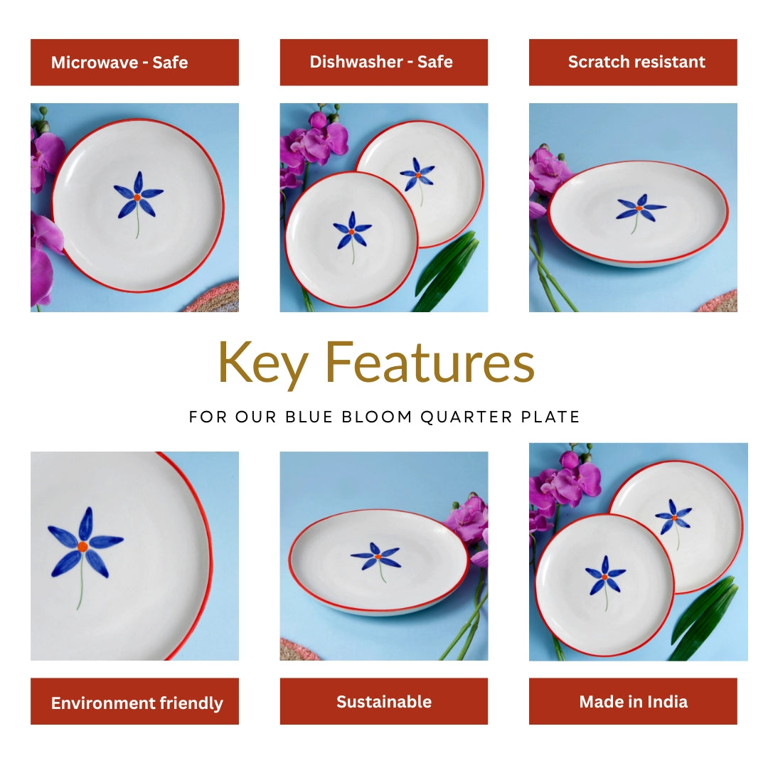 Blue Bloom Quarter Plate - 7 Inch