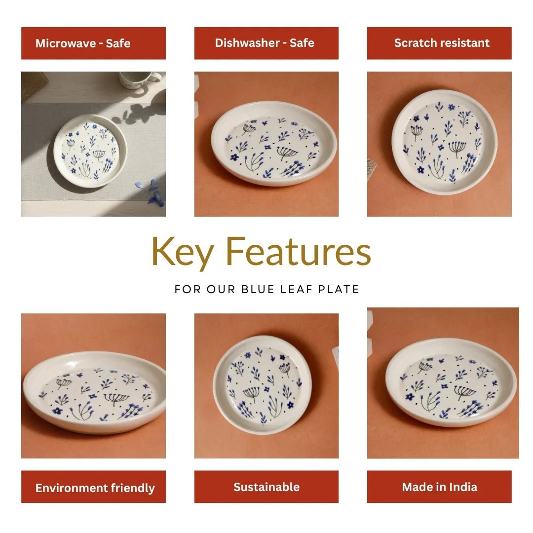 Blue Leaf Plate - 5 Inch