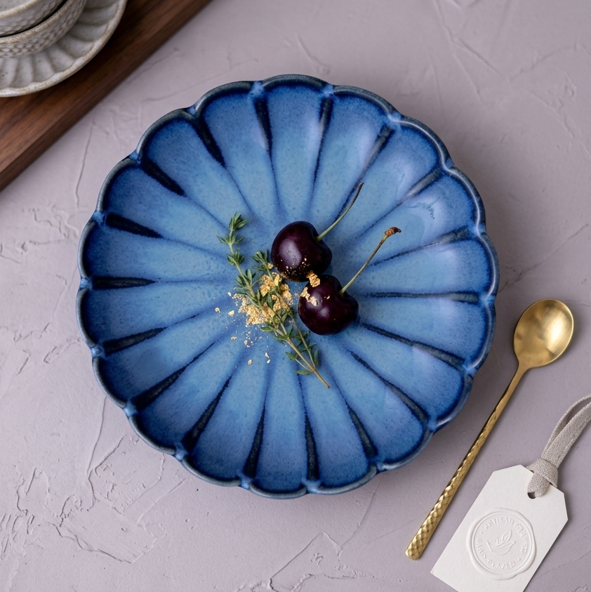 Blue Flower Chaat Plate - 5.5 Inch