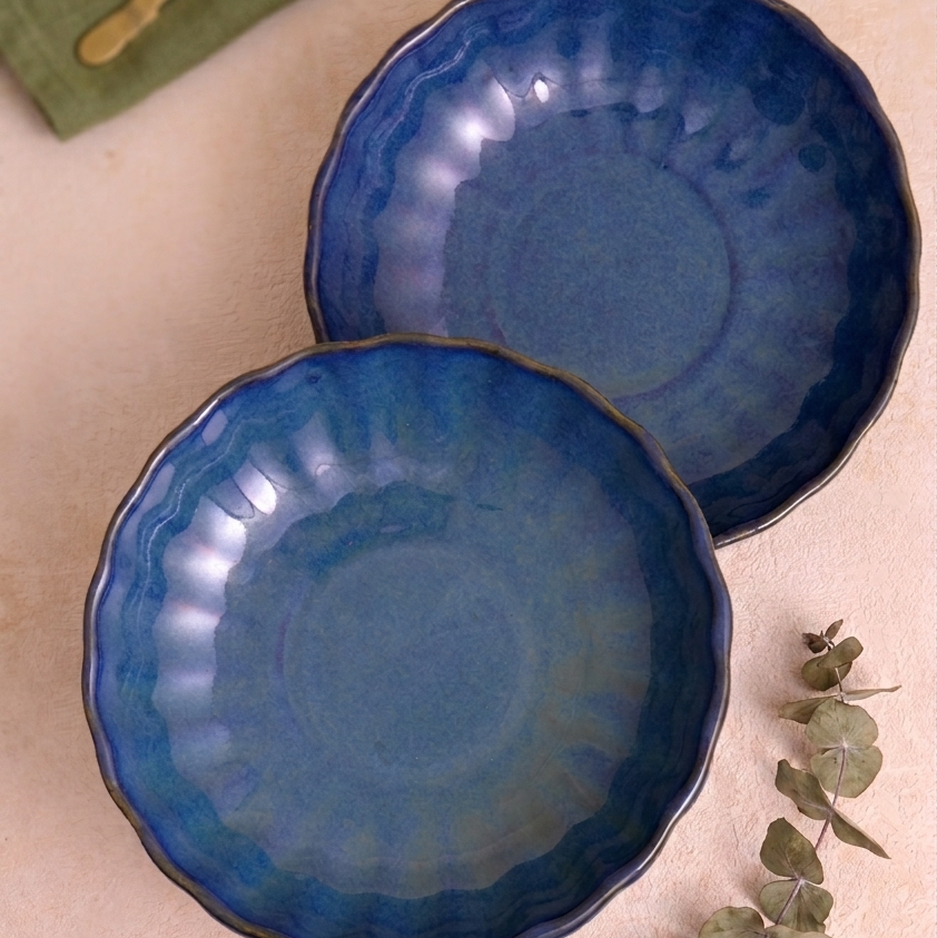 Deep Blue Chaat Plate - 5.5 Inch (Set of 2)