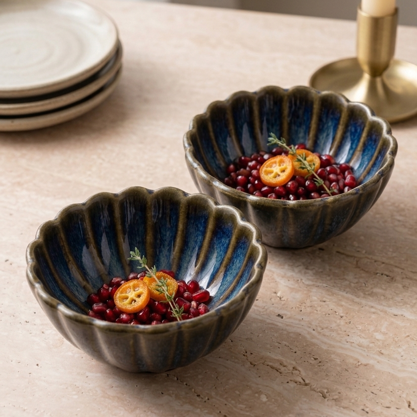 Olive Green Fruit Bowl - 5.5 Inch, 250ML (Set of 2)