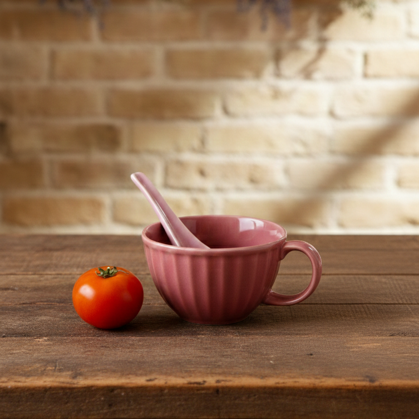 Pink Soup Bowl with Spoon - 250ML