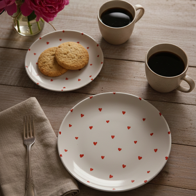 Red Heart Quarter Plate - 7 Inch (Set of 2)